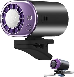 2026 New Car Clip on Fan with 16°C Semi-Cooling, LED Display & 360° Rotation, 199 Speeds Adjustable USB Rechargeable Portable Air Conditioner Cooler for Car Truck Office(Gray)