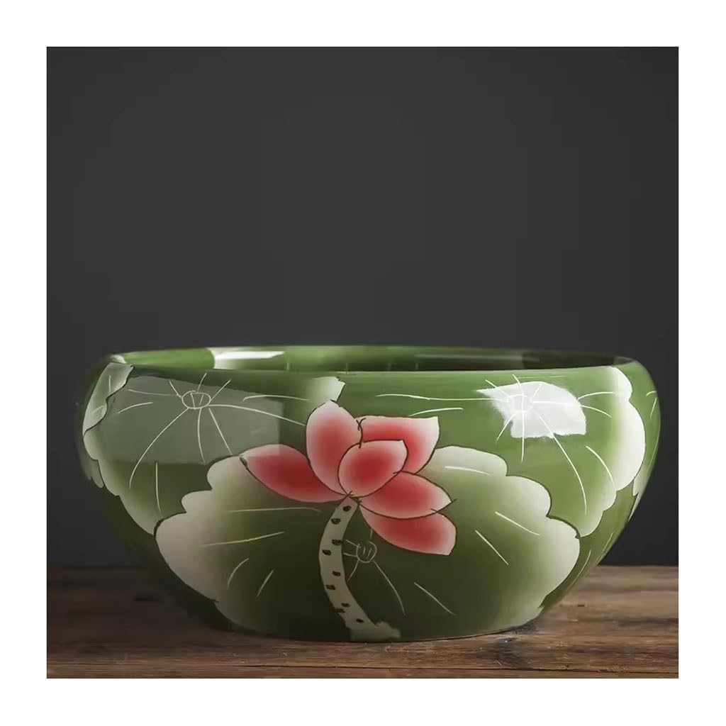 Small Fish Tank Ceramic Fish Tank Handmade Flower Pot Desktop Fish Tank Turtle Tank Suitable for Living Room, Office and Study Room, Etc. Fish Tank Kit(B,Small)