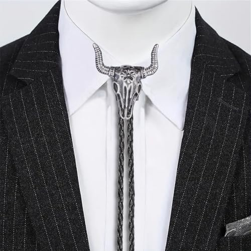 Image of GelConnie Native American Bolo Tie Rodeo Cowboy Leather Necktie Western Necklace Costume Accessories for Men,Women