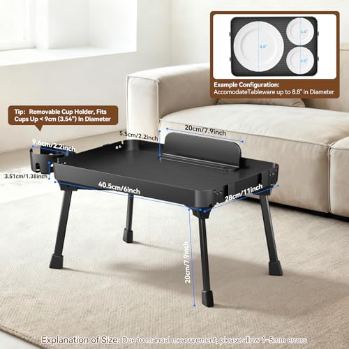 KDD Bandeja para Cama,Mesita Desayuno con Patas Plegables,con Portavasos Extraíble y Soporte para Tableta y Teléfono, Mesa Plegable Cama Ordenador Portátil para Trabajar, Refrigerios,Servir,Libros - imagen 9