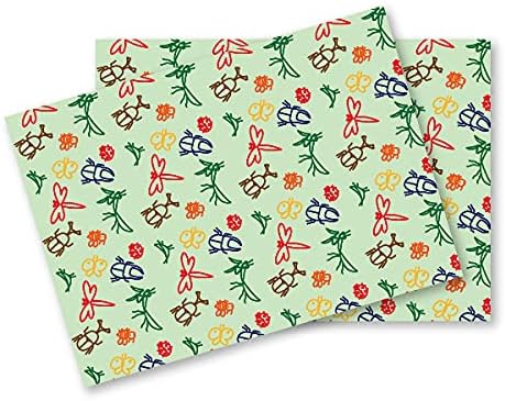 Amazon Co Jp ランチョンマット 35cm 25cm 2枚セット 虫イラスト トンボ カブトムシ 男の子 女の子 子供 幼稚園 給食ナフキン 小学校 グリーン ホーム キッチン
