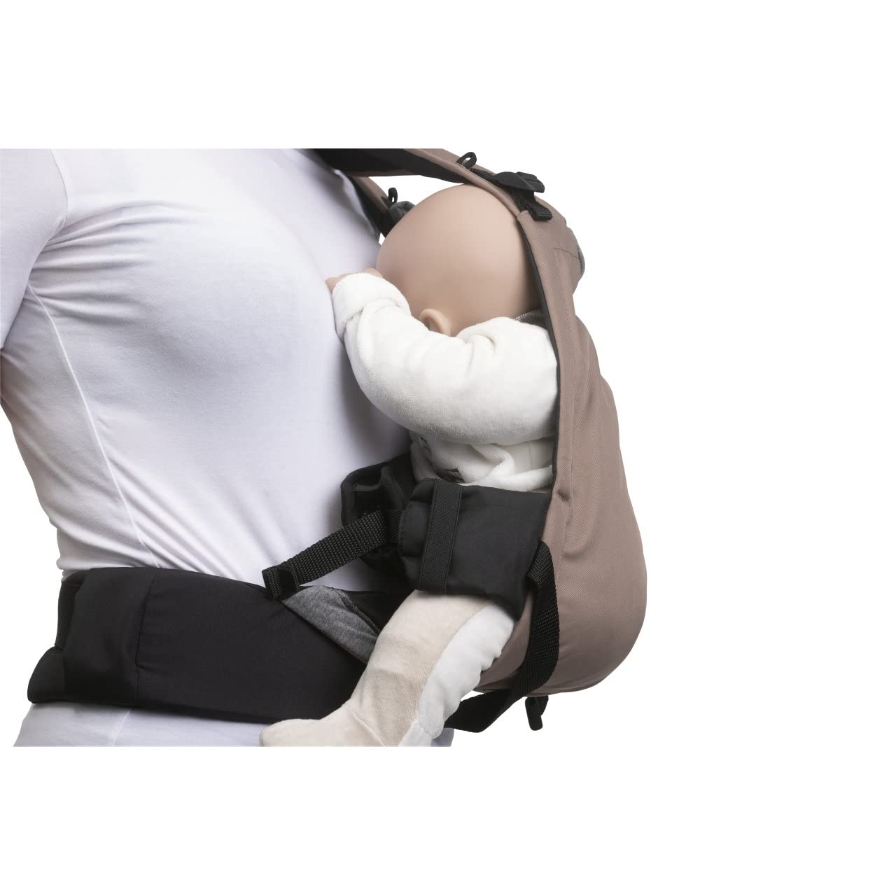 Chicco Skin Fit, Ergonomic Carrier, For Children from 0 Months to 9 kg, Adjustable, Perfect for Baby Hips, with Crossed and Padded Shoulder Straps, Abdominal Belt, with Hood, Beige