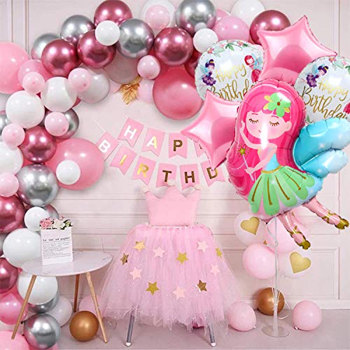 Fairy Princess Party Decorations Balloons For Birthday Party | Perfect Floral Wonderland Fairies Themed Mylar Foil Helium Balloon Decor | Magical Fairy Tale Balloon Set For Girls In Pink & White #TOP5