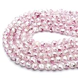 [GOLD STONE] ホタルガラス 光る クリア ピンク ビーズ 一連 8mm 52玉 蓄光 夜光 とんぼ玉 蛍 アクセサリー パーツ 沖縄 お土産