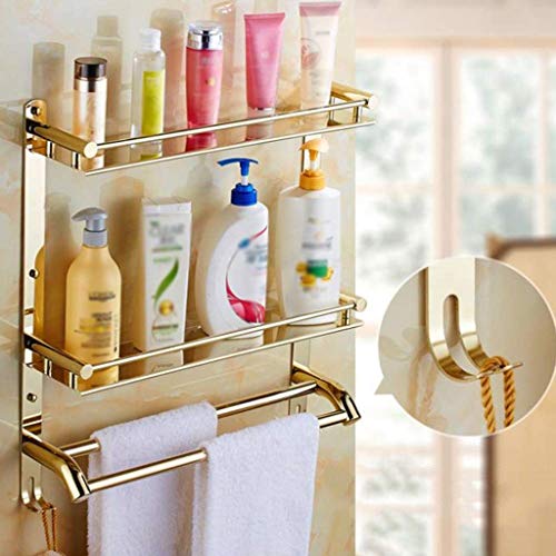 Erddcbb Bathroom Storage,Bathroom Shelf Shower Shelf Stainless Steel Shower Caddy For Shampoo Holder Kitchen Rack Storage Organizer Wall Mount Storage Basket (Size:60X12X56Cm) #TOP3