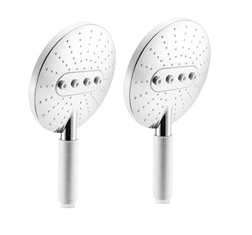 ANMEX Adjustable White Rain Spray Hand Shower -(Pack of 2) (Chrome Finish)