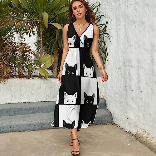 Robe sans manches col en V à volants idéale pour les flâneries d'été et soirées en terrasse XL