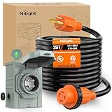 Nilight 30A 25FT Generator Extension Cord Power Inlet Box with Locking Connector 125/250V 7500W 10 Gauge STW ETL Listed 4 Prong L14-30P L14-30R Cable for Generator RV Outdoor Use