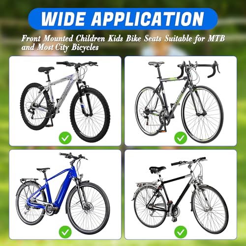 Alaxciax Vorne Montierte Fahrradsitze, Mountainbike Sitz fahrradsitz Lenker Fußpedale Set Geeignet Für MTB Stadt Fahrräder Radfahren (Schwarz)
