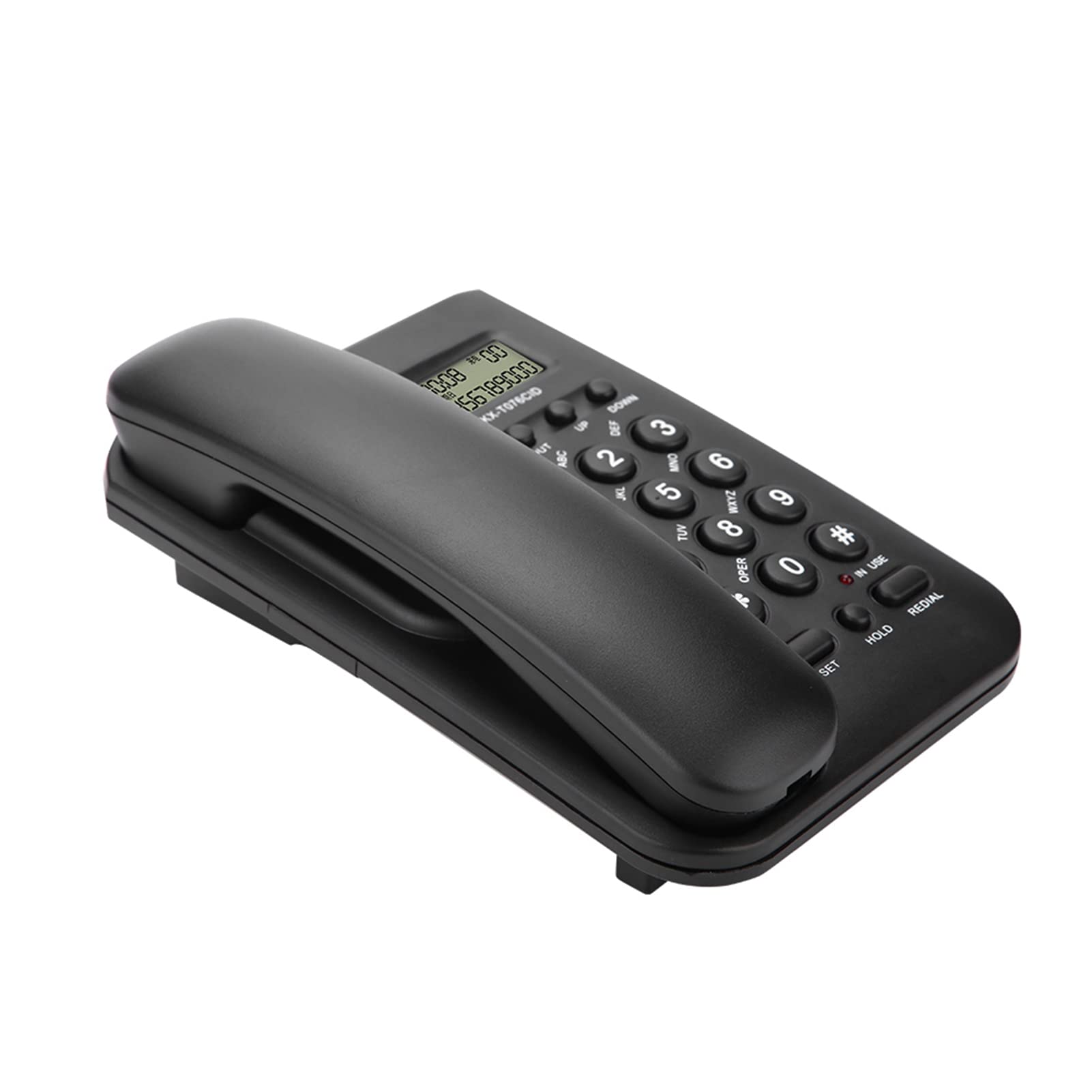 Schnurgebundenes Telefon, Desktop Telefon Festnetztelefon mit Elastischem Kabel Wandtelefon Kabelgebunden Telefon mit Schnur undAnrufe Display, für Zuhause Büro Hotel(Schwarz)