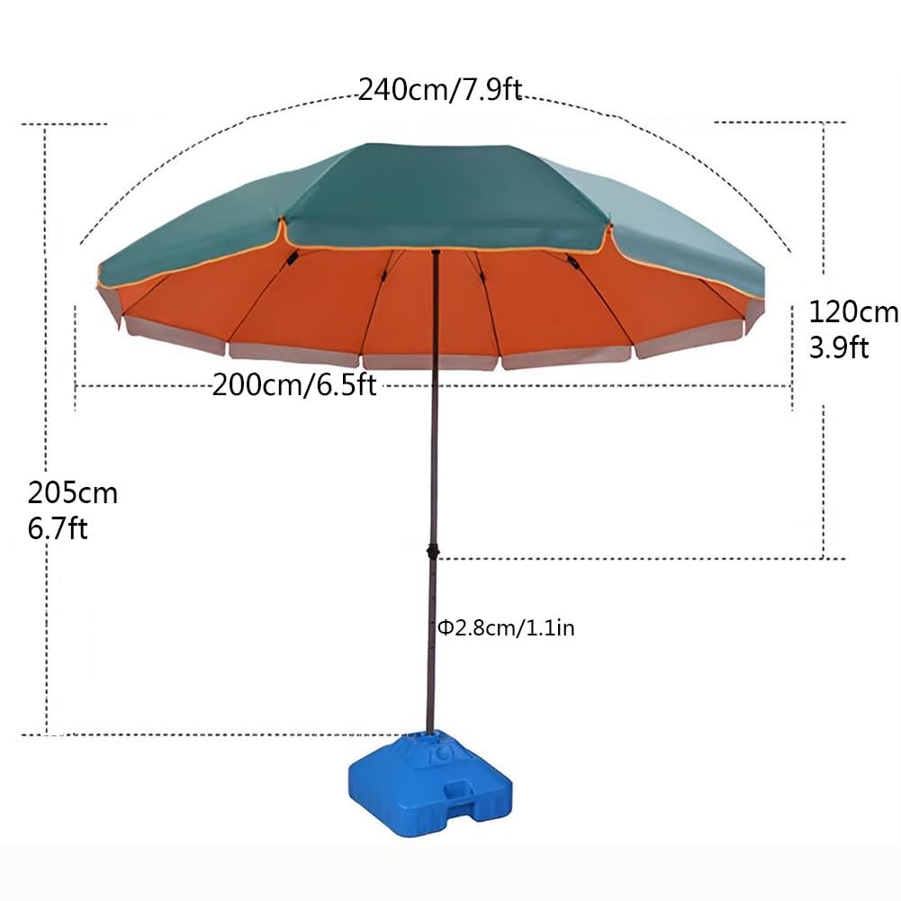 Parasol Ogrodowy, Duży Parasol Zewnętrzny, Parasol Plażowy, Ochrona UV UPF50+, Okrągły Zielony Parasol Stołowy na Trawnik, Podwórko, Taras, Basen