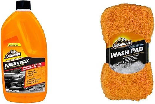 Armor All Ultra Shine Car Wash and Wax 64 Fl Oz with Microfiber Car Wash Pad