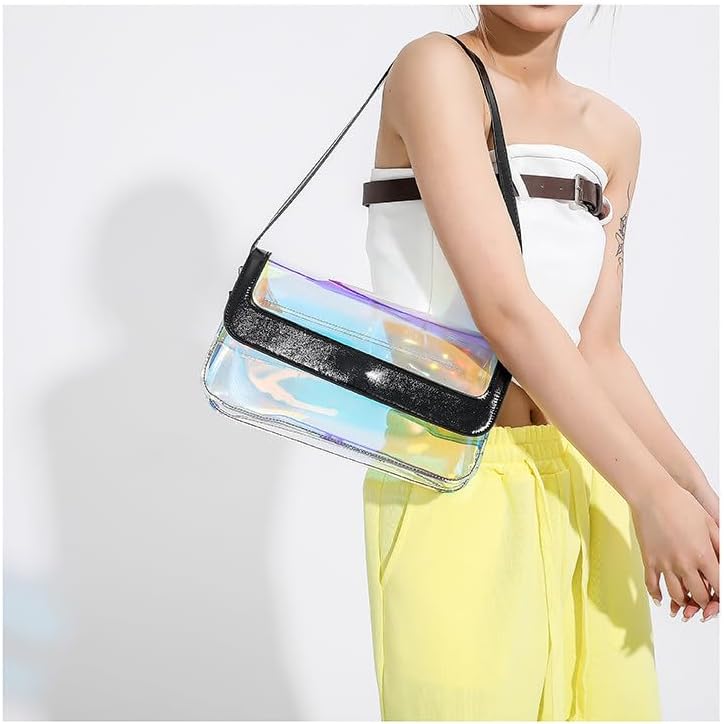 RemeeHi Holographic Clear Purse Laser Cross Shoulder Cute Small Bag Messenger Bag Clear Purse for Women