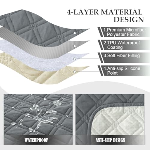 Image of Genina Waterproof Recliner Chair Covers, Recliner Cover for Dog Pets Friendly, Washable Antislip Reclining Chair Cover Furniture Protector, Sofa Slipcover for Living Room(23.6inch /Dark Grey)
