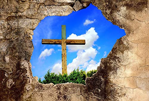 Oster-Fotohintergrund – 2,7x1,8 M – Mit Kreuz & Blauem Himmel – Ideal Für Porträts & Feiern