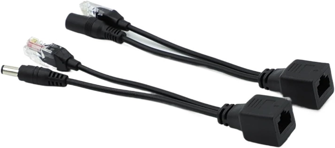 POE Cable, Passive Ethernet Power Adapter Cable, POE Splitter, RJ45 Power Module, 12V(Black 1pair)