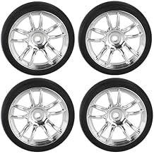4PCS Black Toy Car Wheel Tires,48mm Simulation Rubber Tire Toy Model Spare Parts Easy Installation Small in Size,Remote and App Controlled Vehicles Parts Tires