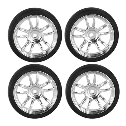 4PCS Black Toy Car Wheel Tires,48mm Simulation Rubber Tire Toy Model Spare Parts Easy Installation Small in Size,Remote and App Controlled Vehicles Parts Tires