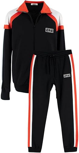 Valentino Conjunto de chaqueta de chándal y joggers con motivo VLTN negro de segunda mano