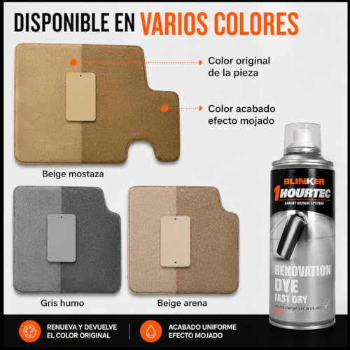 Miniatura 7 de Blinker - Pintura Spray Para Textiles - Tinte Colorante Restaura Y Revitaliza Alfombrillas Tapizado Textil Moquetas - Adhesión Duradera Secado Rápido - Color Negro - 400ml