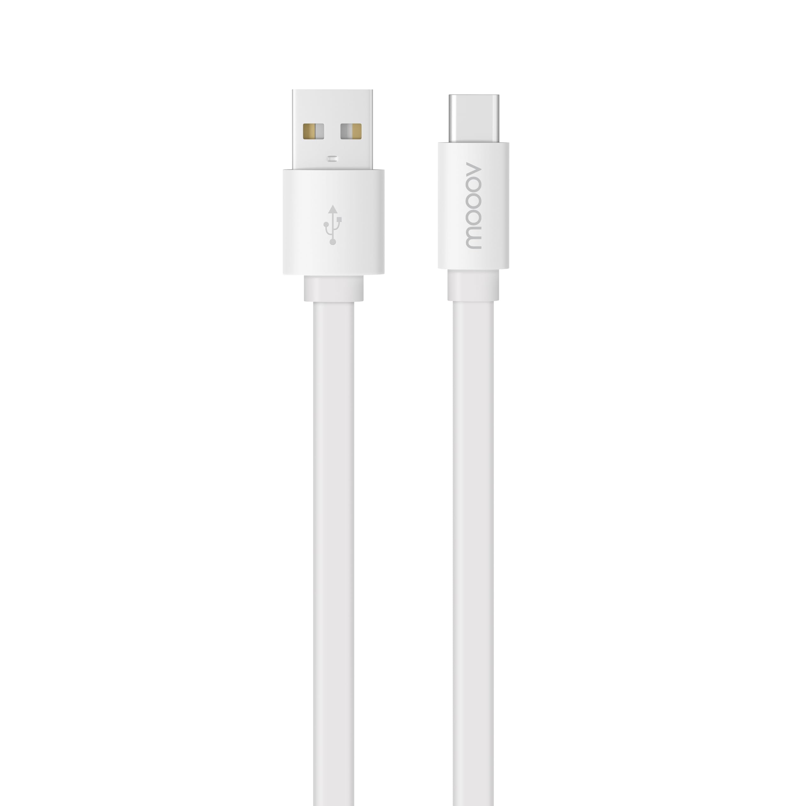 MOOOV 732058 USB-A/USB-C Kabel 1 Meter - Daten- und Ladekabel USB C Kompatibel iPhone 15/16, Galaxy S24 S23 S22 S21 S20 Note 10 - Schnellladekabel - Weiß