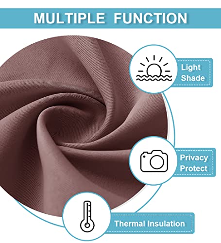 RYB HOME 45 inch Curtains for Living Room, Rod Pocket Thermal Insulated Small Window Drapes Room Darkening Shades for Bedroom Studio Closet, W 42 x L 45 inch, Set of 2 Panels, Wild Rose