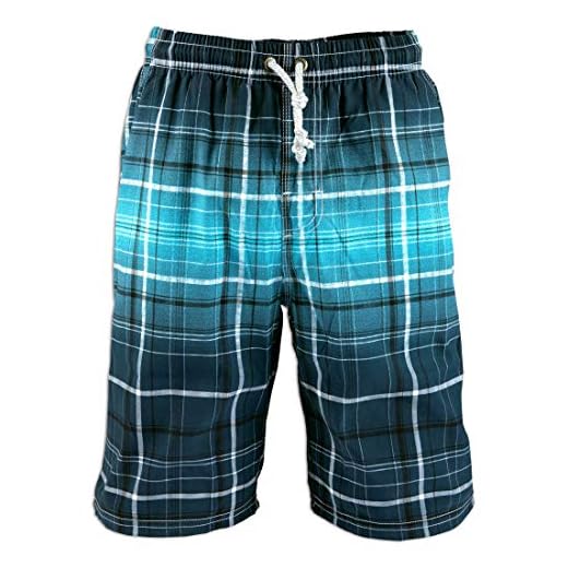 Shorts de natação Masculino Prefer to Life, Bermuda para Tabuleiro de Verão, Secagem Rápida na Praia, Streamer Check Blue, Large