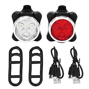 MAGT Fietslicht, 650ma USB Oplaadbare Led Fietskoplamp En Fietsachterlichtset, Fietsveiligheidswaarschuwingslampje (Rood…