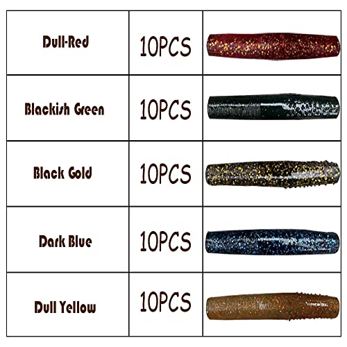 Youhot Fishing Lures140Pcs Kit Including Ned Worms Lures, Tpr Soft Plastic Fishing Baits, Hooks And Ned Rig Jig Heads Hooks For Bass Trout Salmon (Set A) #TOP2