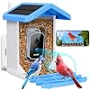 Smart Bird Feeder with Camera Solar Powered, AI Identify Bird Species 2.5k HD Auto Capture Bird Feeder Camera, Real Time Views and Notifications, Gift for Bird Lover