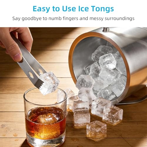ChefBee Stainless Steel Ice Bucket - 3L Double-Wall Insulated Ice Buckets for Parties with Lid & Tongs, Large Champagne Wine Drink Container Holder, Ideal for Freezer Cocktail Home Bar Accessories