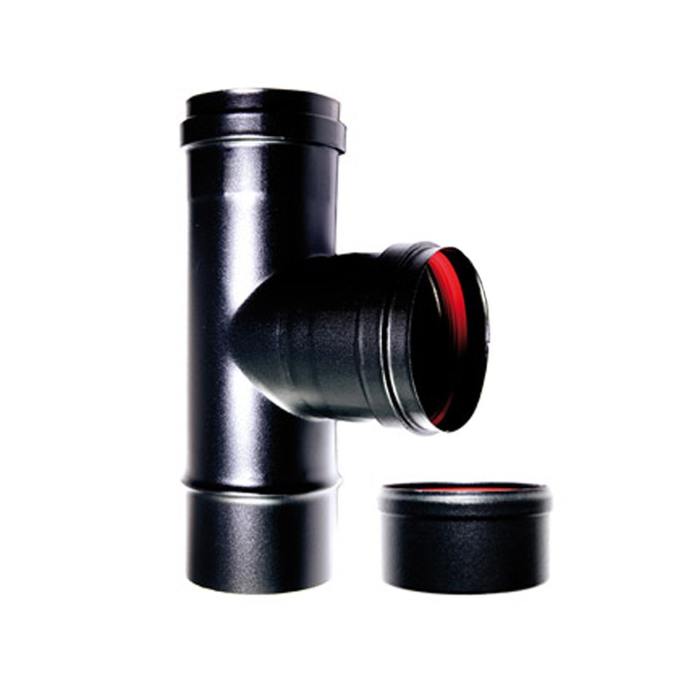 Raccordo Caldaia A T 90 Fm-F Dn 80 Mm Smaltato 600 Gradi Stufa Pellet Tubo Nero Ce Made In Italy - 4
