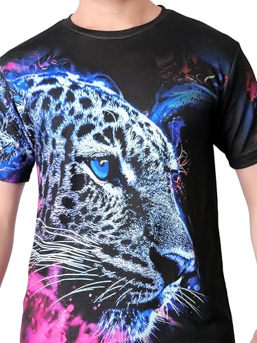 Image of Vintage Animal T Shirt for Men 3D Fierce Leopard Print T Shirt /Summer Short Sleeve Holiday T-Shirts Loose Clothing O-Neck Pullover /Cheetah Printed Attractive T Shirt