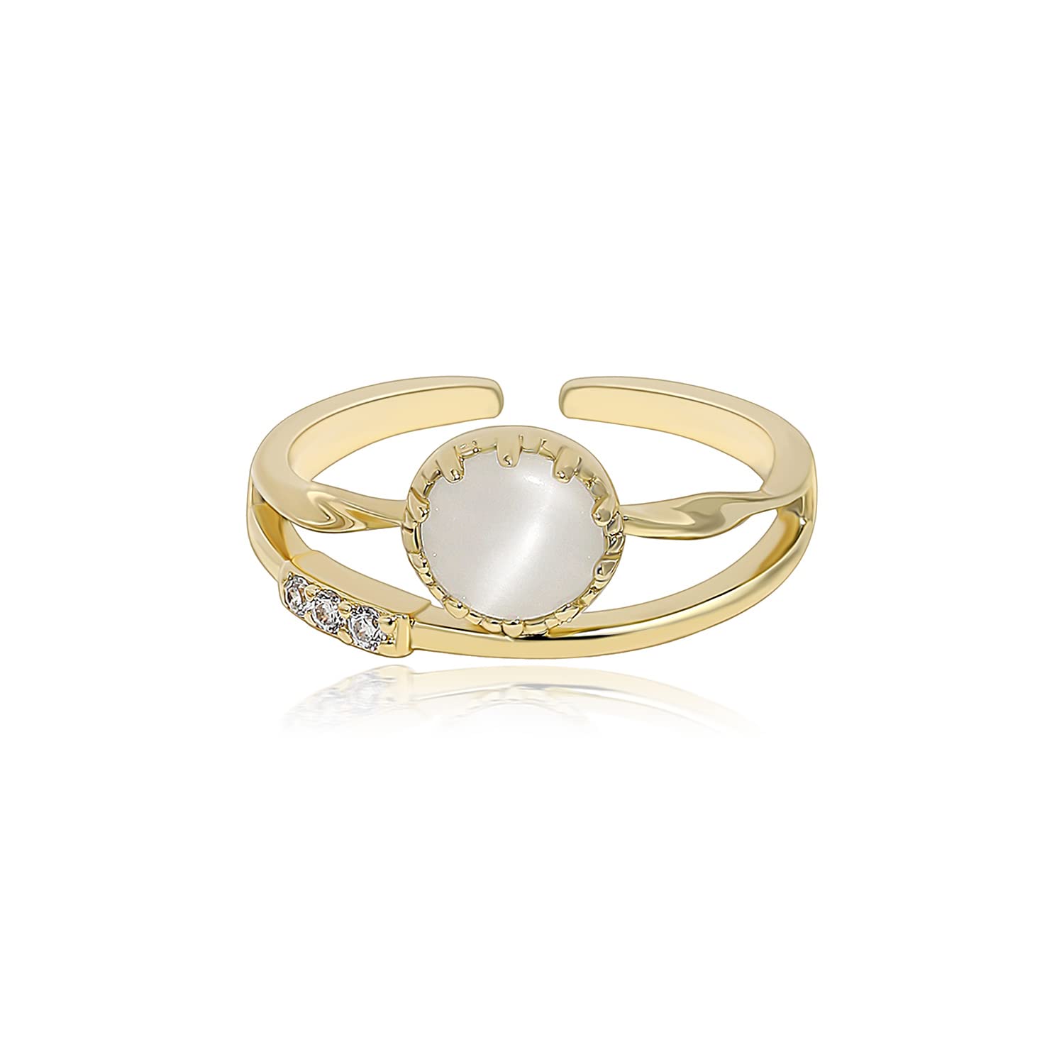 Meissa Bagues en argent sterling pour femmes Bague superposable Bague en pierre oeil de chat faite à la main Bague d'amitié mignonne Taille ajustable