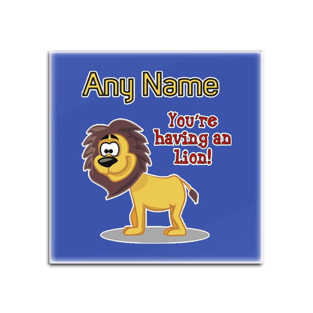 Dessous-de-verre en verre haut de gamme bleu carré personnalisable collection You are Having A Lion