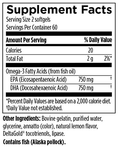 Designs For Health Omegavail Hi-Po - Tg (Triglyceride) Omega-3 Fish Oil Supplement, 1500Mg Epa/Dha Per Serving With Lemon + Vitamin E To Minimize Fishy Taste (120 Softgels) #TOP4