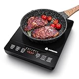 Portable Induction Cooktop 20 Temperature & Power Levels,1800W Single Burner Electric Cooktop with 6.8 inch Heating Coil,Low Noise Hot Plate with Timer