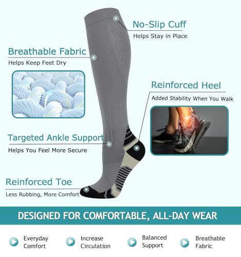 Image of 8 Pairs Compression Socks for Women & Men,Support Compression Stockings for Medical Running Athletic