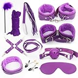 10 Pcs Sex Toys Bondage Restraints BDSM Kit, BDSM Toys Adjustable Restraints, Handcuffs Ankle Cuff Sex Straps, Bondage Gear & Accessories Adult Sex Toys for Men Women Games Sweater 6z91 (Purple)