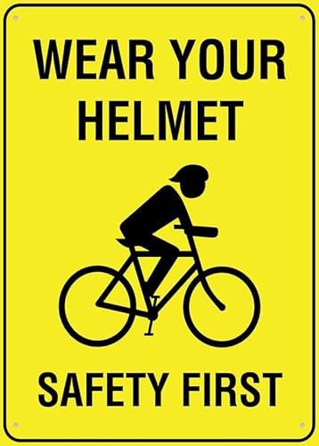 Wear Your Helmet Safety Warning Sign, 8"x12" sun proof premium aluminum, protective gear plaque for residential yards, rural work sites and outdoor activity public areas