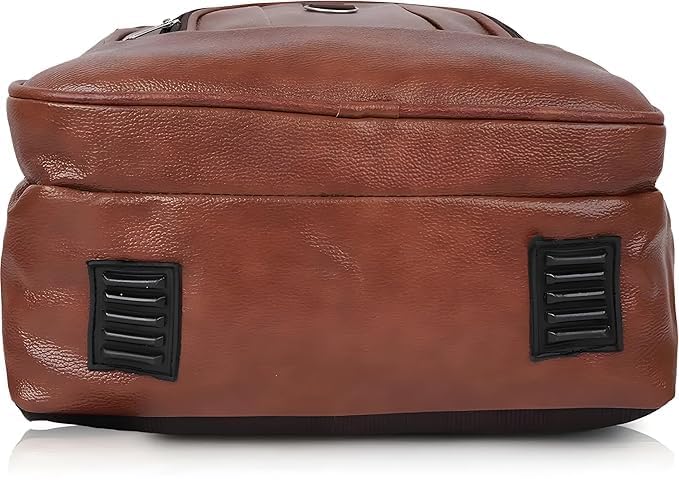 Image of Brown Leather Backpack and Crossbody Bag Combo for Men, 2 Piece Travel & Daily Use Set with Adjustable Strap, Spacious Multi-Pocket Design