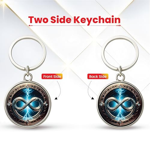 Image of MG | Protective Evil Eye /Spiritual Symbols /Om /Motivational Keychains | Double-Sided Metal Key Ring | Good Luck and devine Charm for Car, Bike, Home & Office