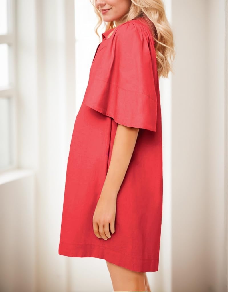 Kedera Womens Spring Flutter Short Sleeve Mini Dress 2025 Casual V Neck Loose Flowy Summer Shift Dresses - Image 6