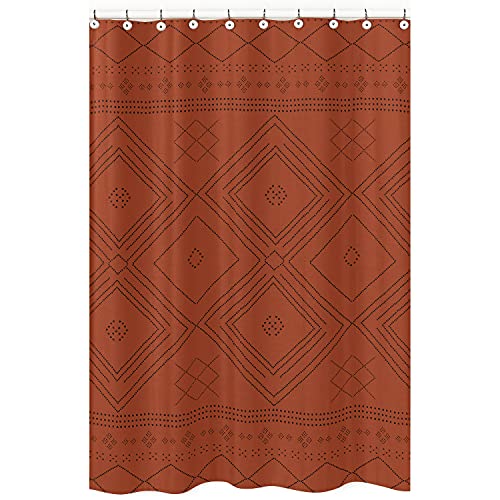 KB & Me Boho Bohemian Tribal Black and Orange Rustic Geometric Decorative Bathroom Fabric Bath Shower Curtain 72x72 Aztec Patterned Urban Southwestern Indian Retro Farmhouse Room Decor Showercurtain Cover