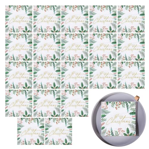 Uozonit Servilletas de cena de Navidad, servilleta de invitados de pañuelos faciales, 2 capas, elegante decoración de cena para fiestas de Navidad o reuniones familiares