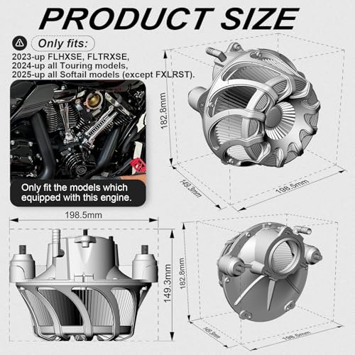 Image of For harley air cleaner filter Touring street glide road king electra tri trike Dyna Sportster XL 883 1200 Softail air intake (Drift style -Black, E-For Touring 2023-UP,Softail 2025-UP)