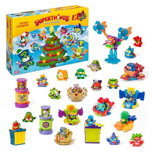 SUPERTHINGS – Calendario de Adviento.Calendario de Adviento navideño con 24 Regalos y sorpresas Especiales.Incluye Minifiguras de Superthings,Hideouts, Jets,Exoskeletons y Special Vehicles