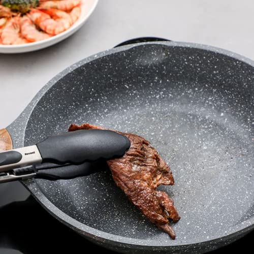 Navani Kitchen Tongs for Cooking | 9 & 12inch Tongs Kitchen Silicone tip | Silicone Non Stick Tongs for air Fryer | Salad Tongs Pasta Tongs, Black 2pcs - Image 7