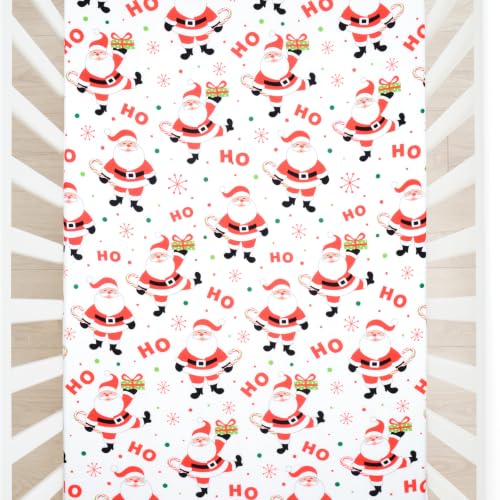 Image of JISEN Christmas Fitted Crib Sheets for Boys Girls 52x28 Inch Santa Claus