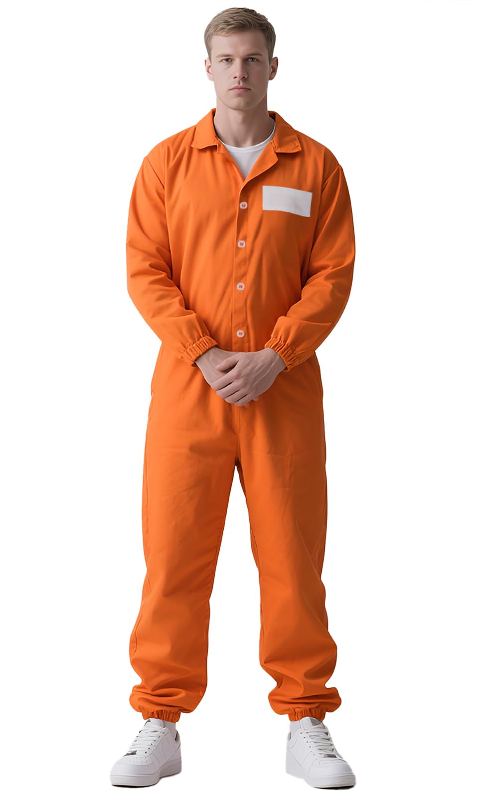 HOMELEX Orange Prison Jumpsuit Costume Mens Halloween Inmate Outfit Adult Jail Uniform
